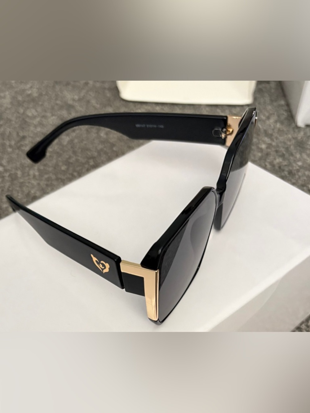 Black and Gold Oversized Square Sunglasses